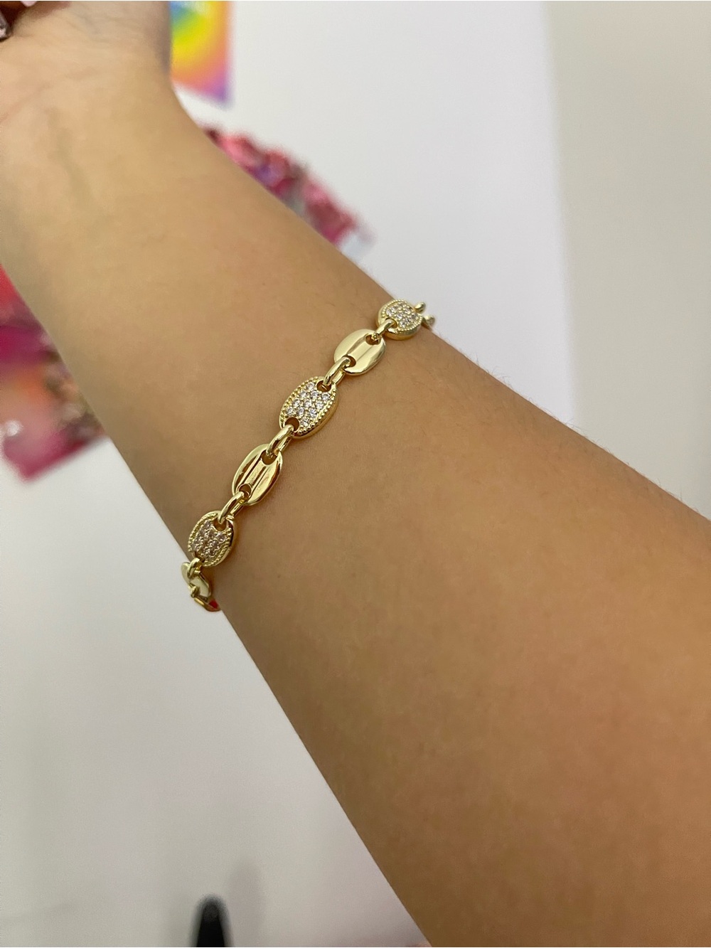 Pavé Gold Link Bracelet for Women